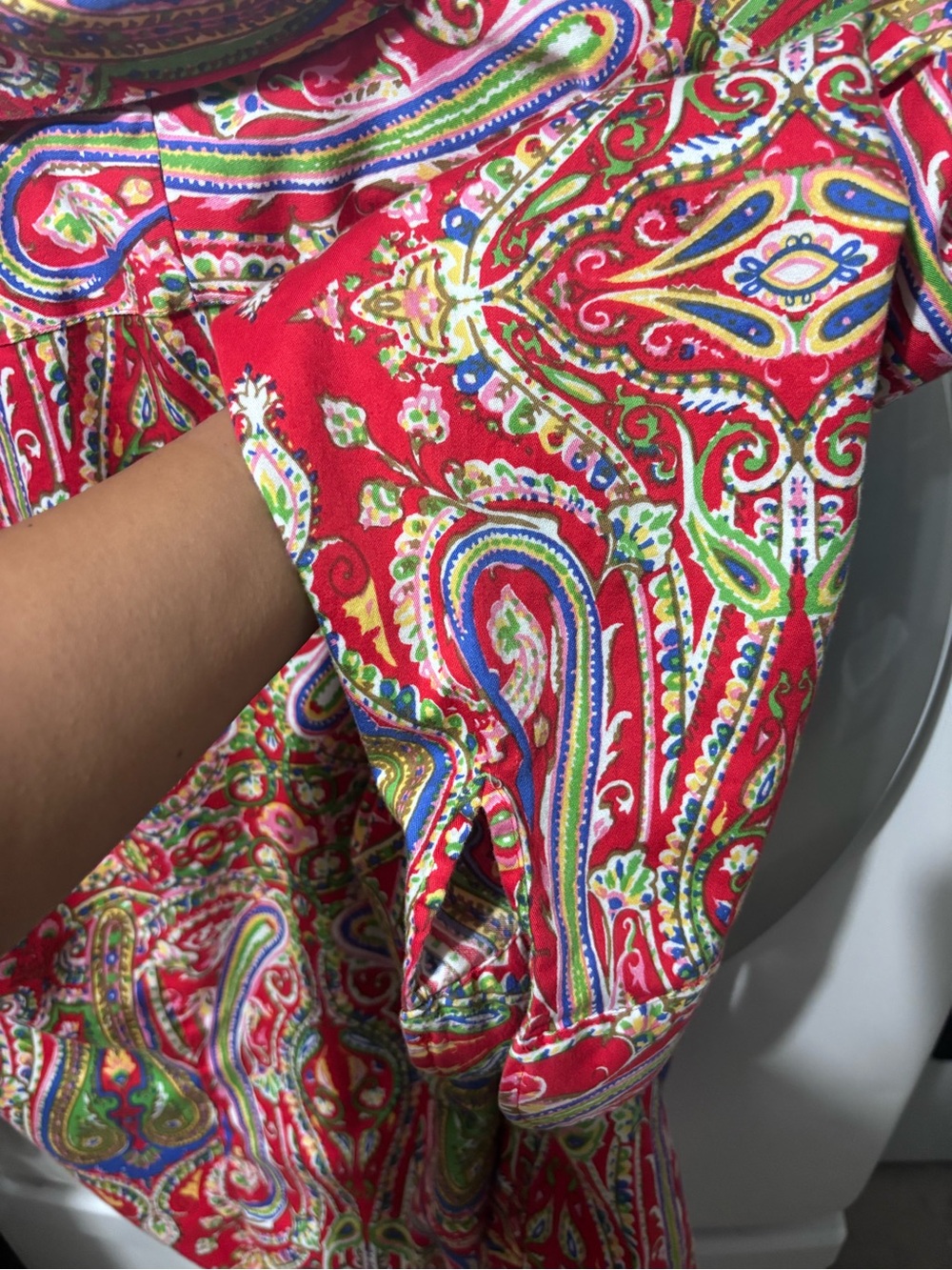 Lauren Ralph Lauren Red Paisley Button-Up Shirt - Picture 4 of 6